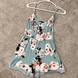 Kendall & Kylie Floral Romper with Lace Trim